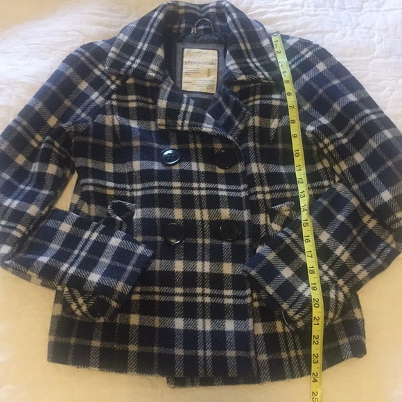 Checkered Plaid Pea Coat - Picture 5 of 6